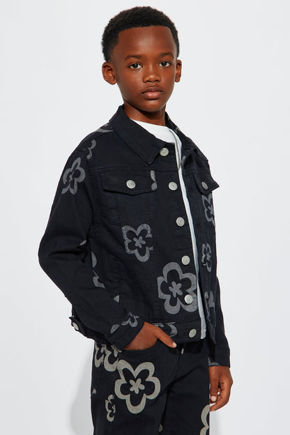 Mini Bailey Floral Denim Jacket - Black