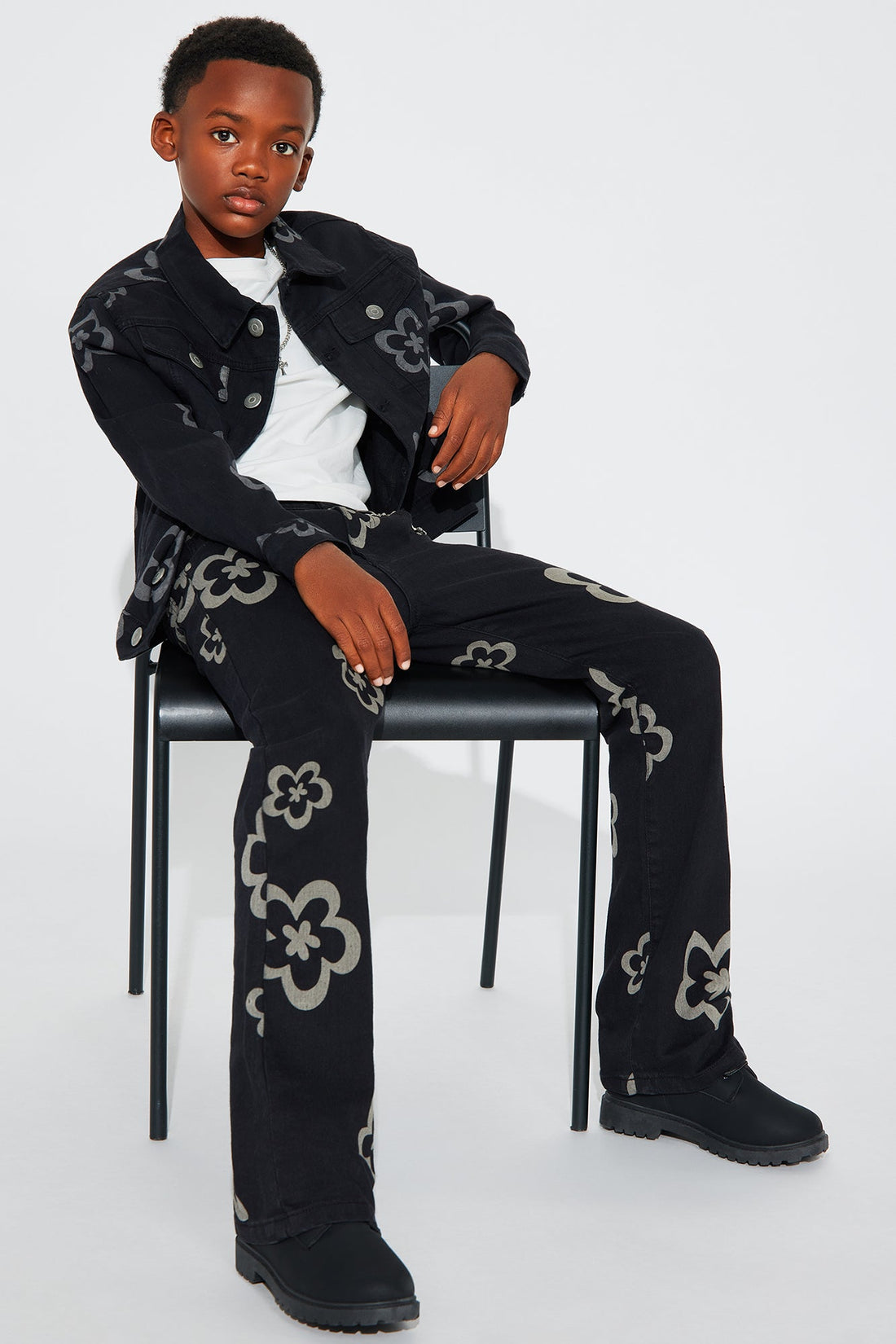 Mini Bailey Floral Denim Jacket - Black