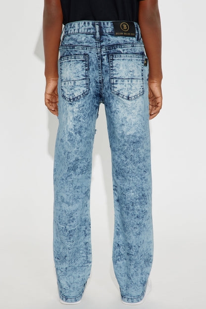 Mini Evan Stacked Flare Jean - Medium Blue Wash