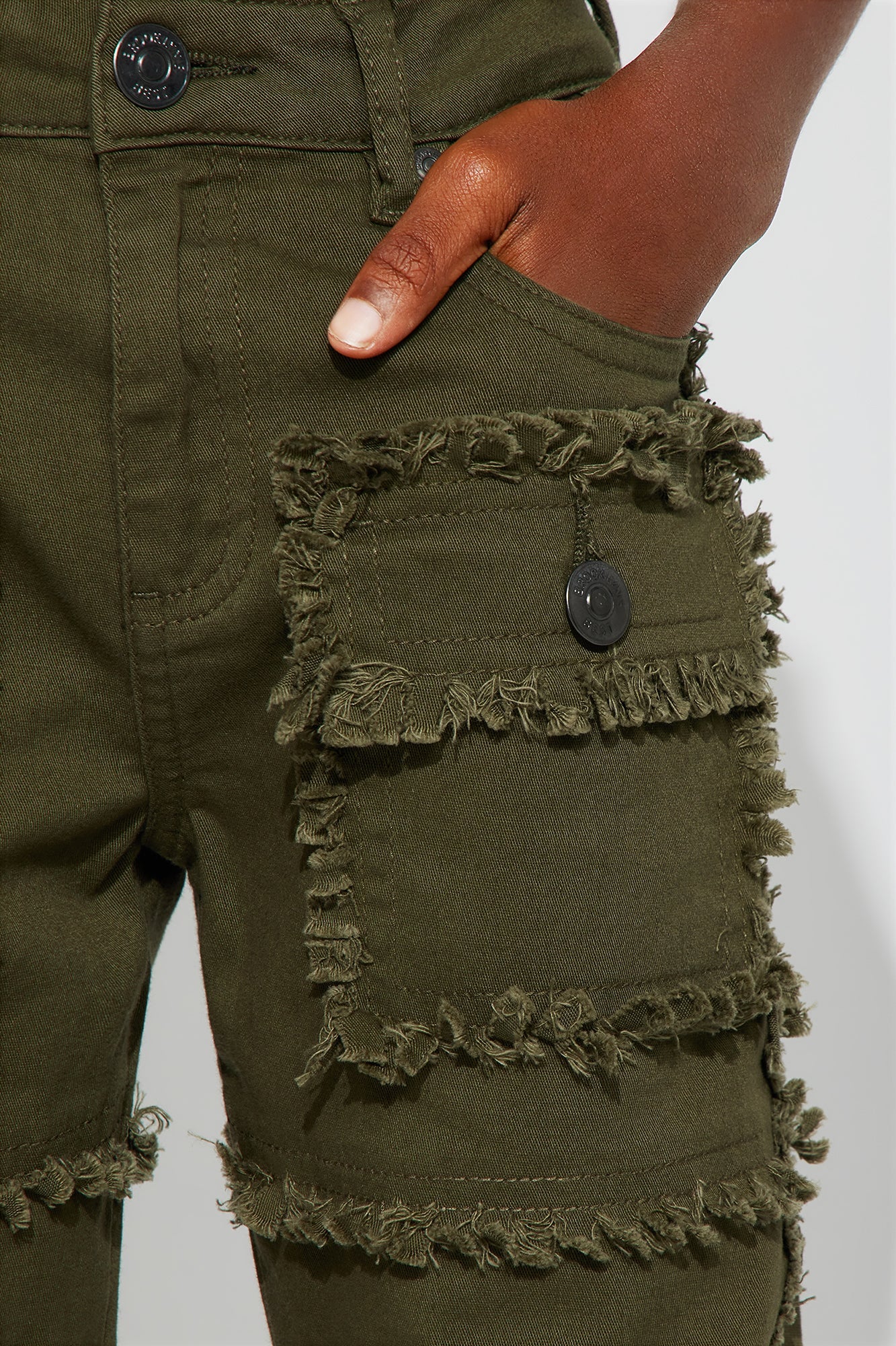 Mini Matthew Stacked Flare Rip And Repair Jeans - Olive