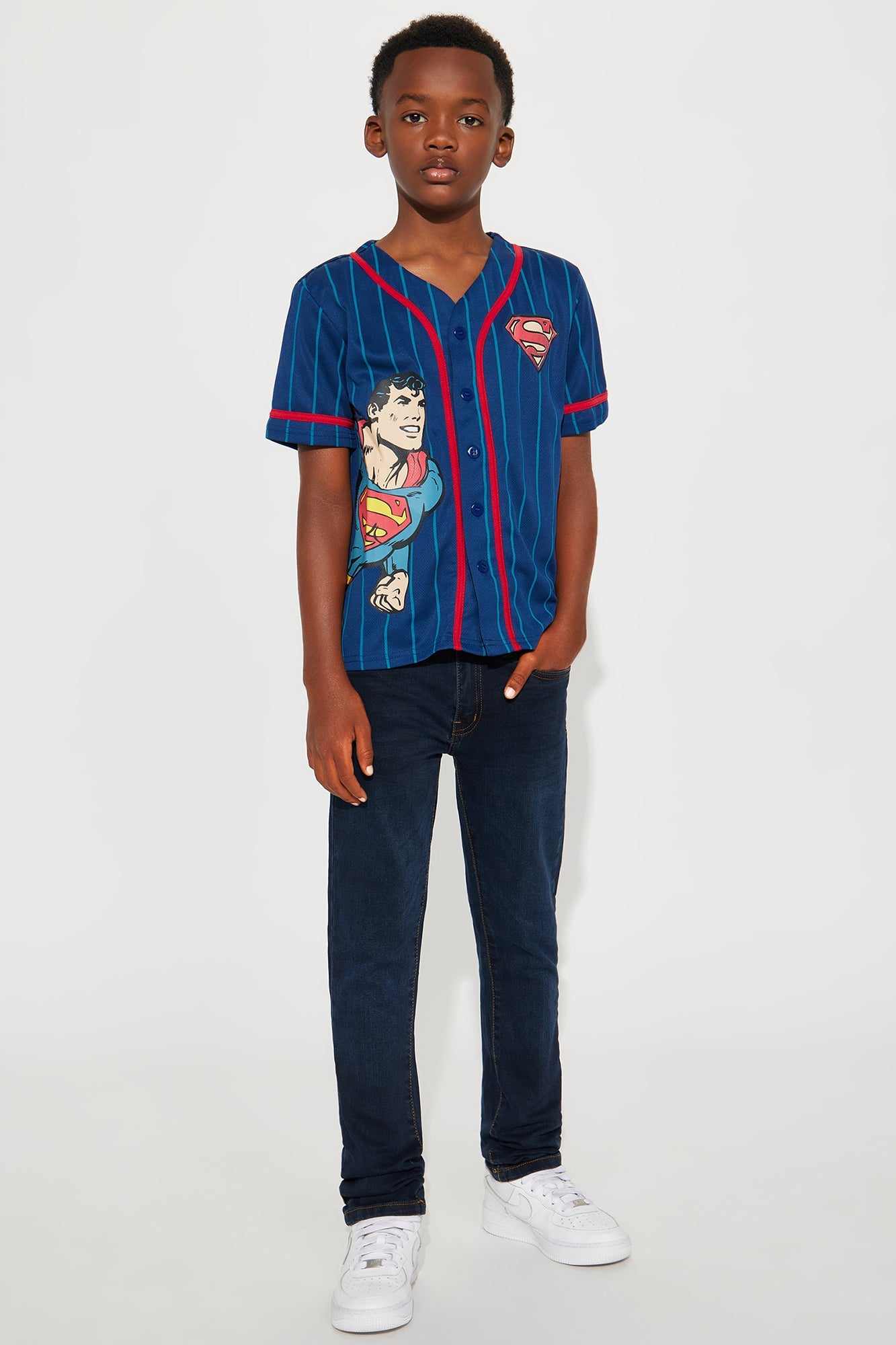 Mini Superman Baseball Jersey - Navy