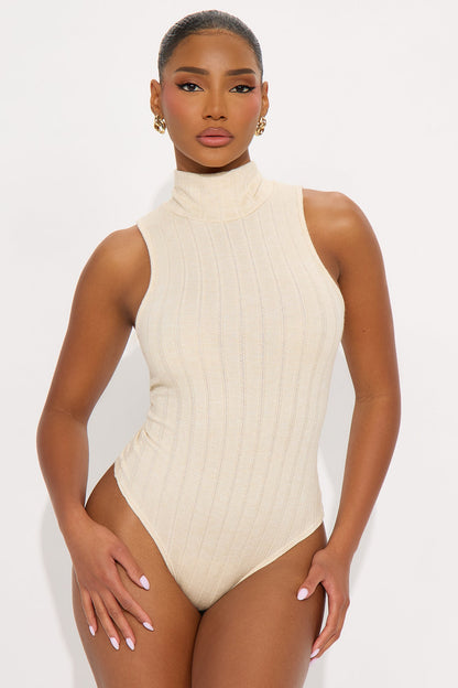 Antonella Mock Neck Ribbed Bodysuit - Ivory