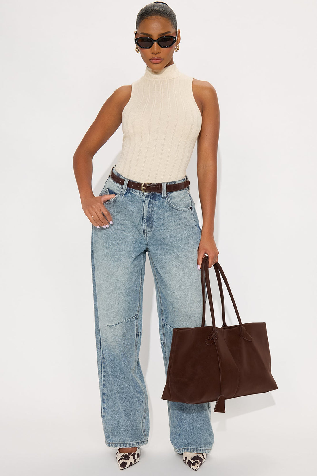 Antonella Mock Neck Ribbed Bodysuit - Ivory