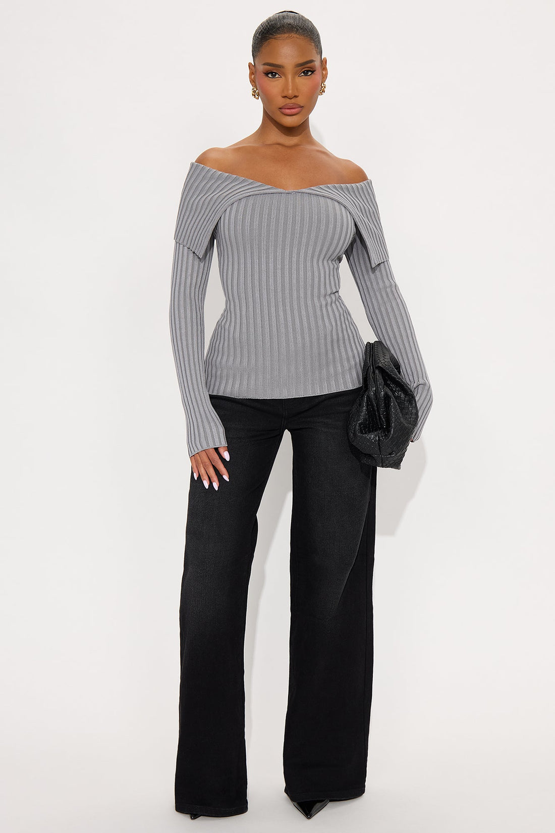 Give Me Attention Washed Sweater Top - Grey