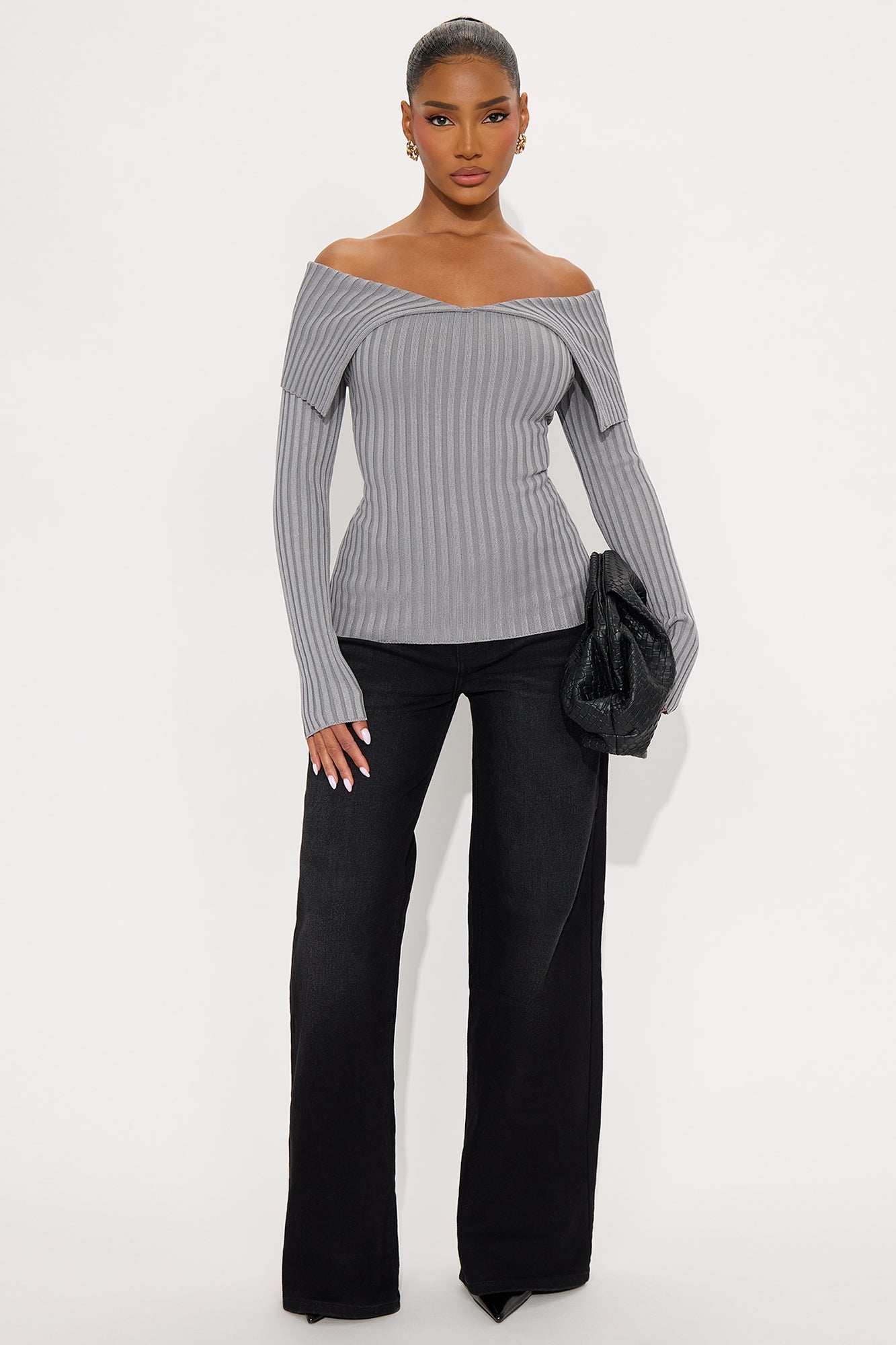 Give Me Attention Washed Sweater Top - Grey