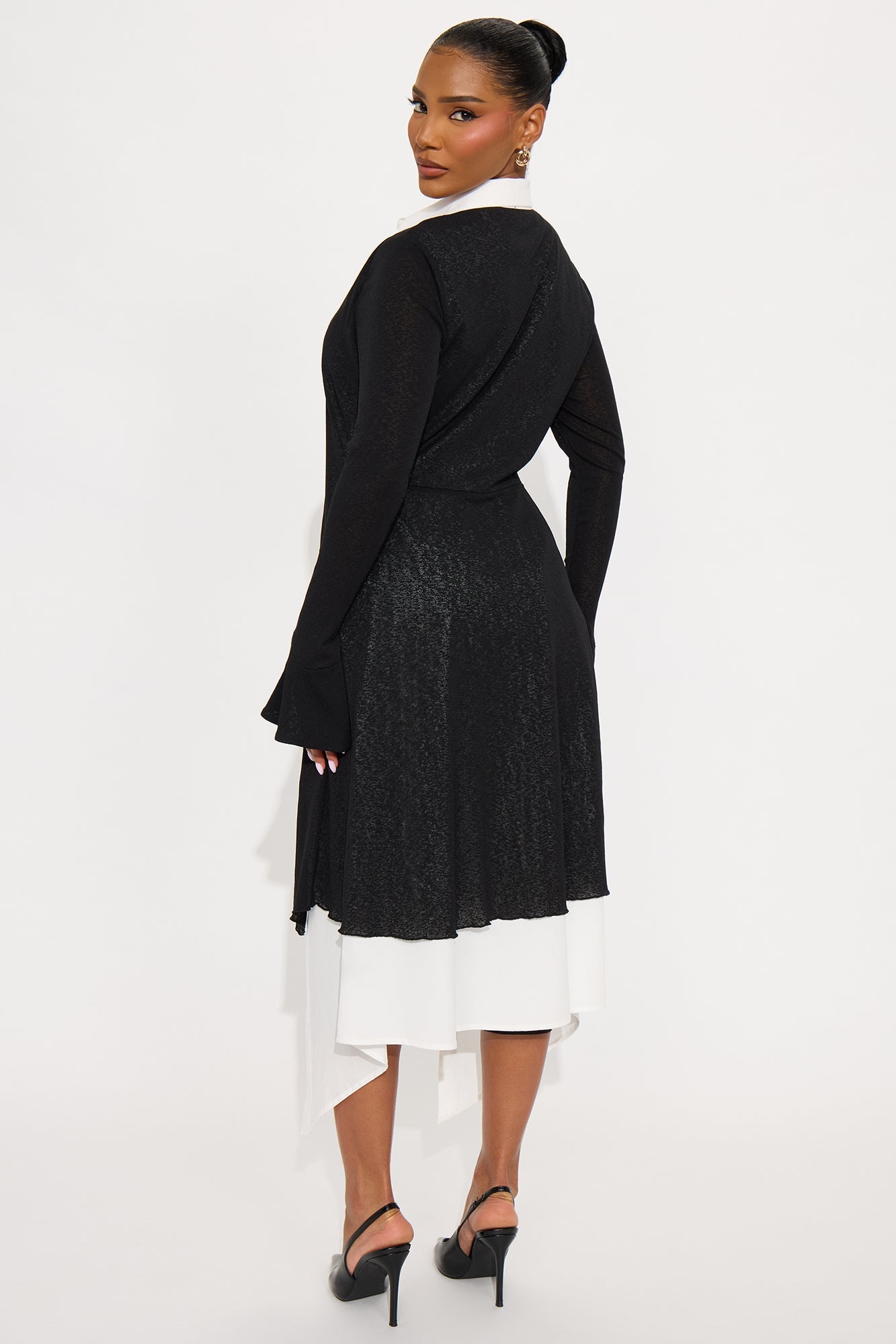 Do Not Disturb Set-in Poplin Cardigan - Black/White