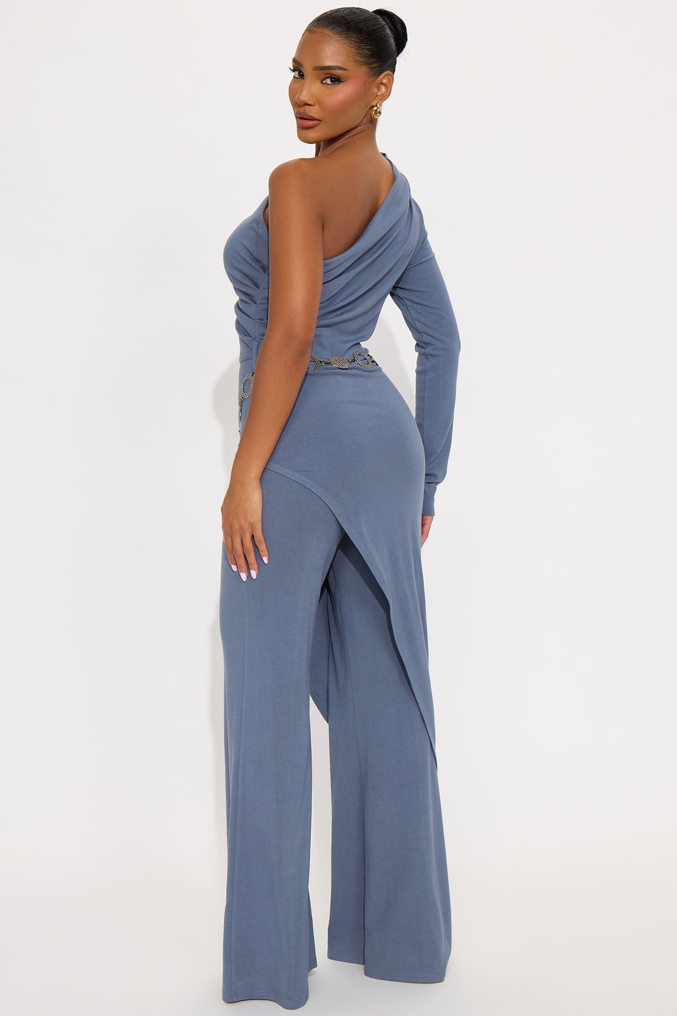 Maritza One Shoulder Jumpsuit - Slate Blue