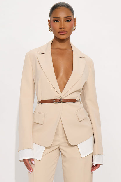 Making Moves Office Pant Set - Beige