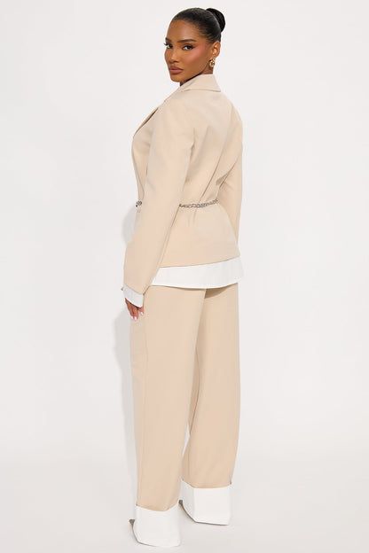 Making Moves Office Pant Set - Beige