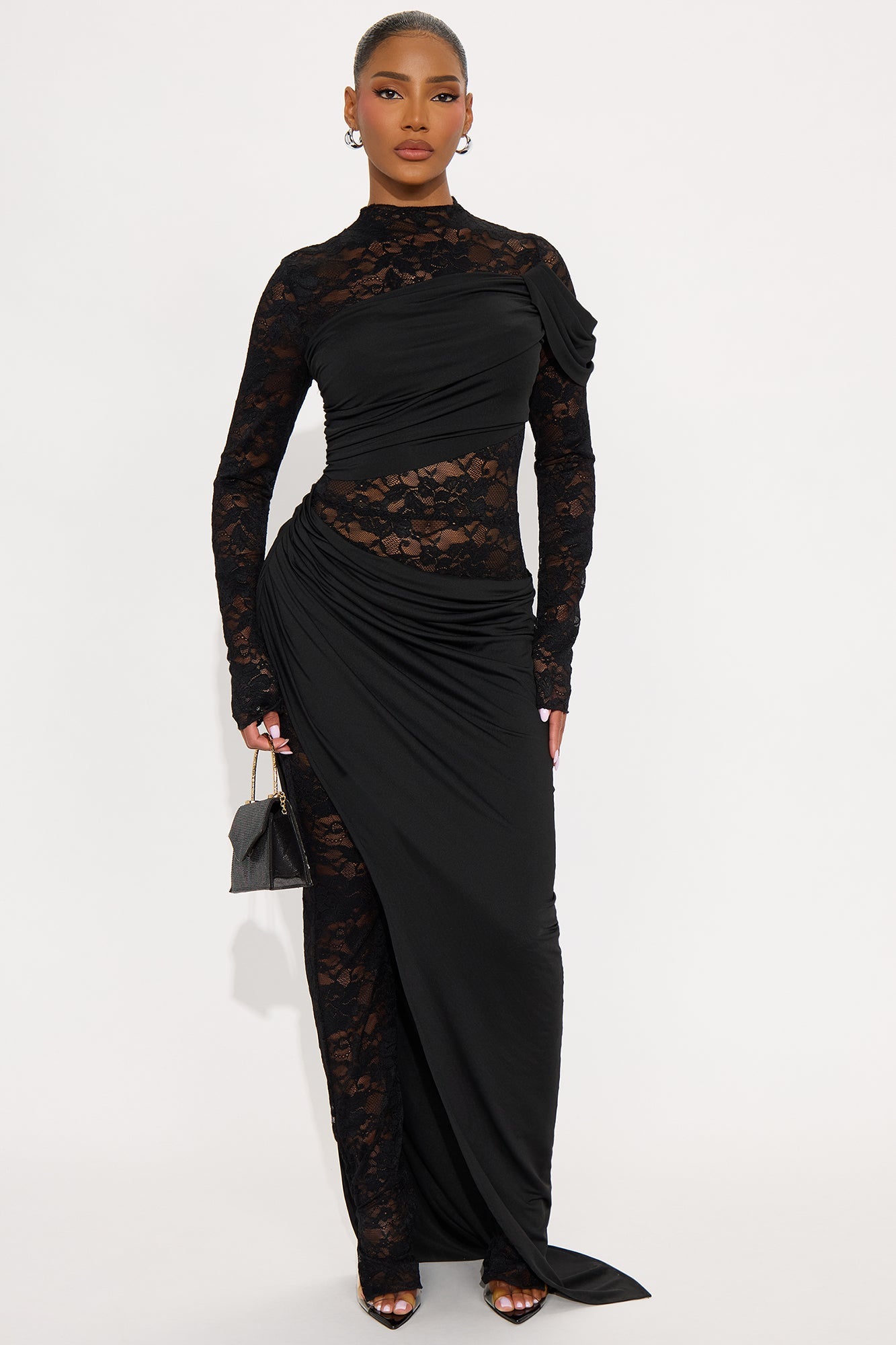 Claudette Lace Long Sleeve Jumpsuit - Black