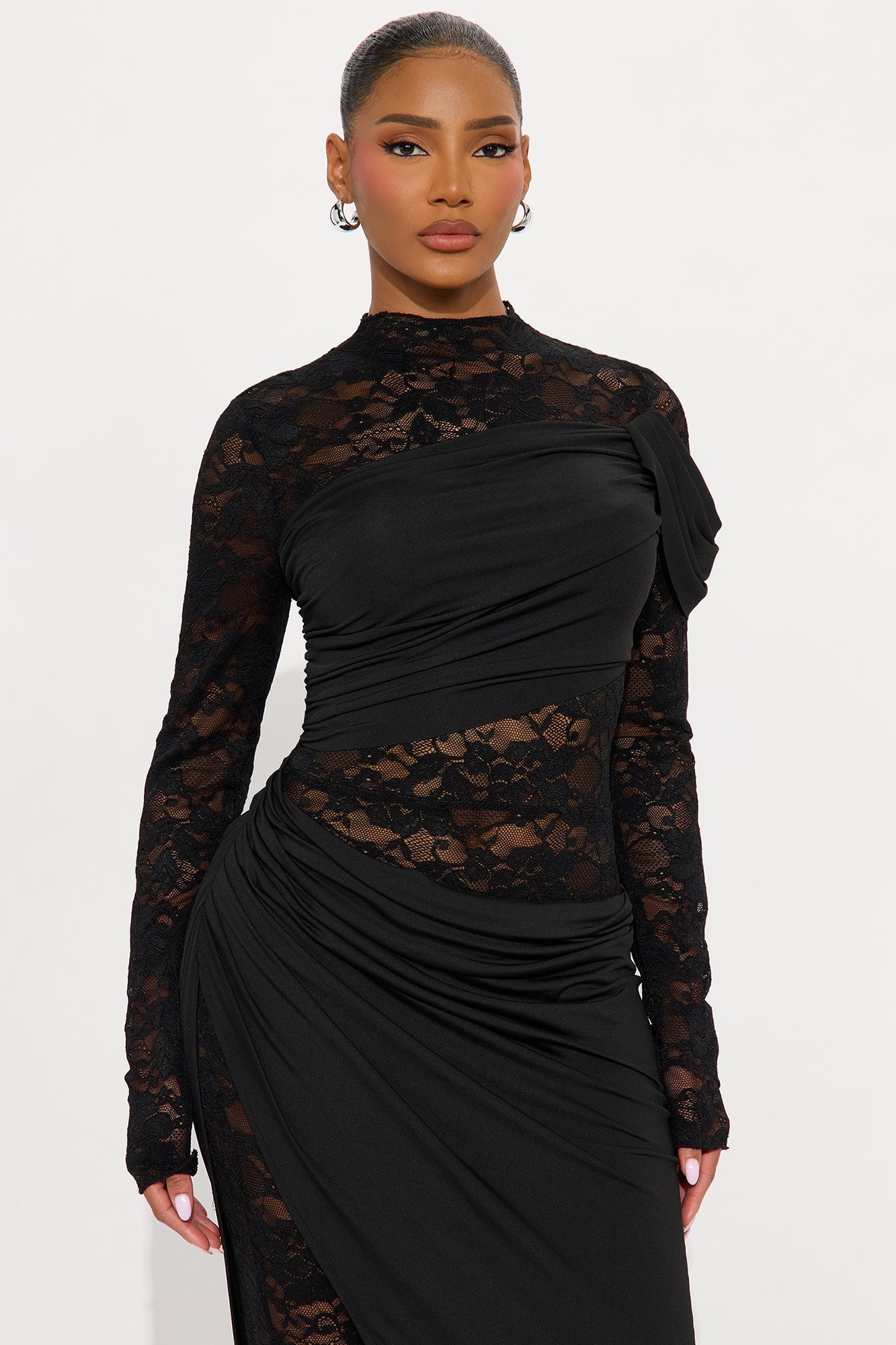 Claudette Lace Long Sleeve Jumpsuit - Black