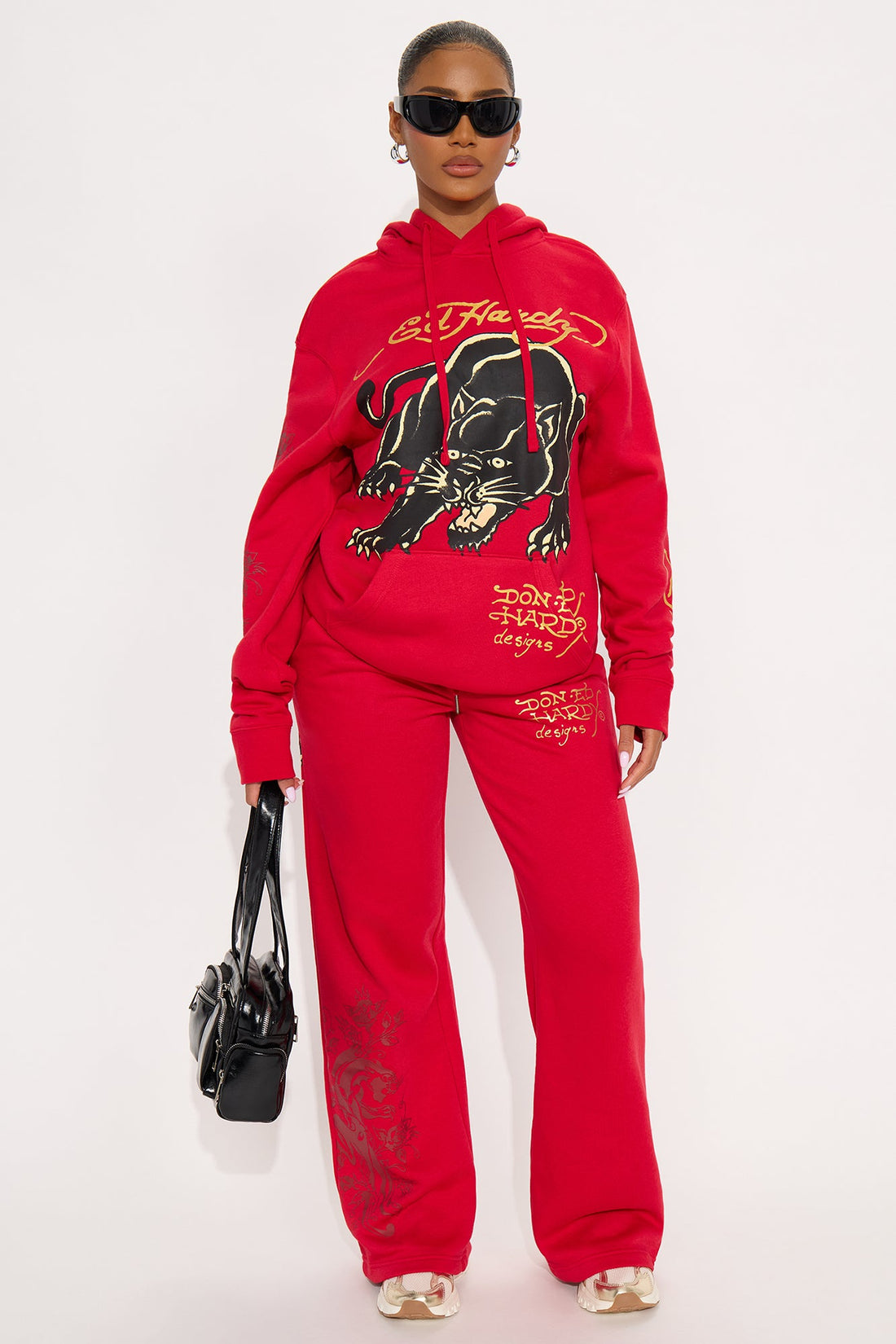 Ed Hardy Black Panther Oversized Hoodie - Red