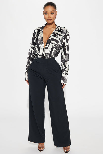 Track Record Satin Printed Shirt - Black/White