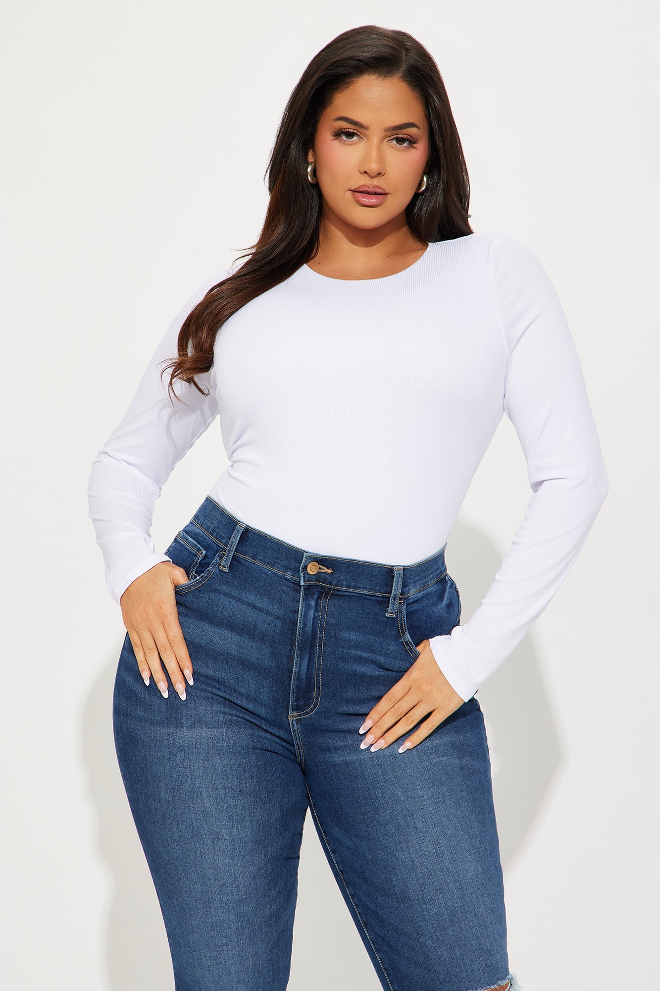 Becky Ribbed Bodysuit - White