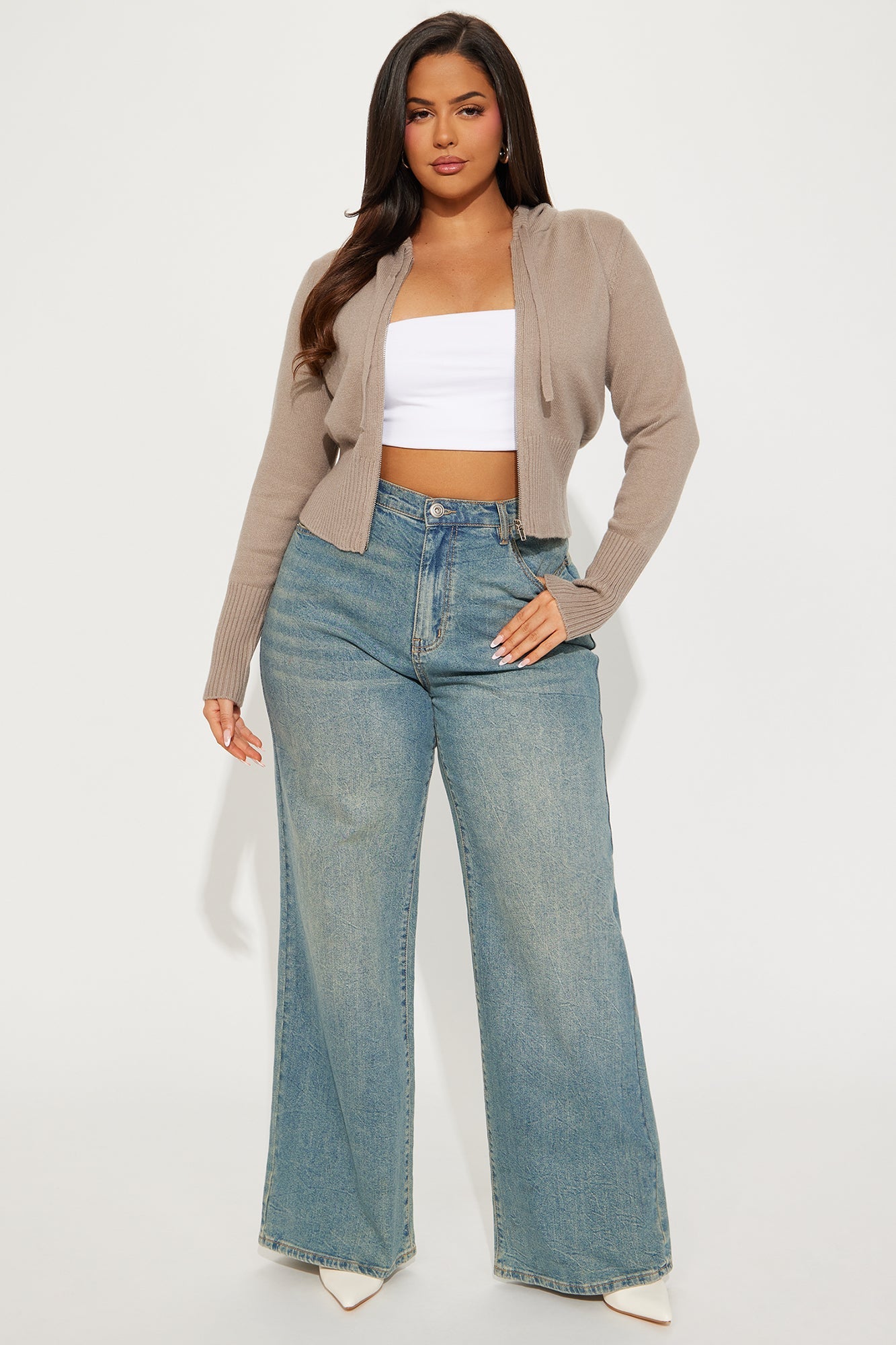 Lana Zip Up Sweater - Oatmeal