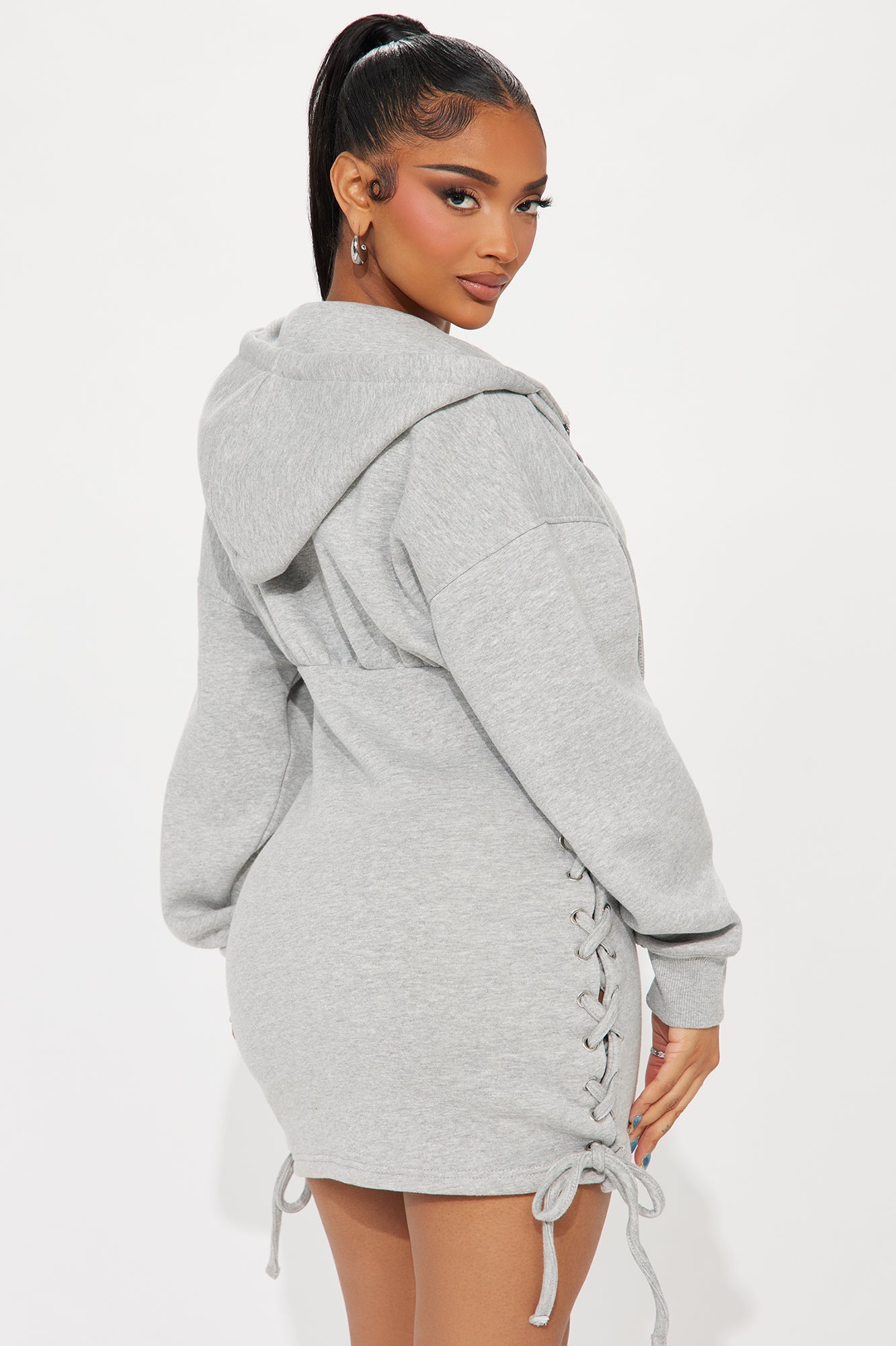 City Girls Up Hoodie Mini Dress - Heather Grey