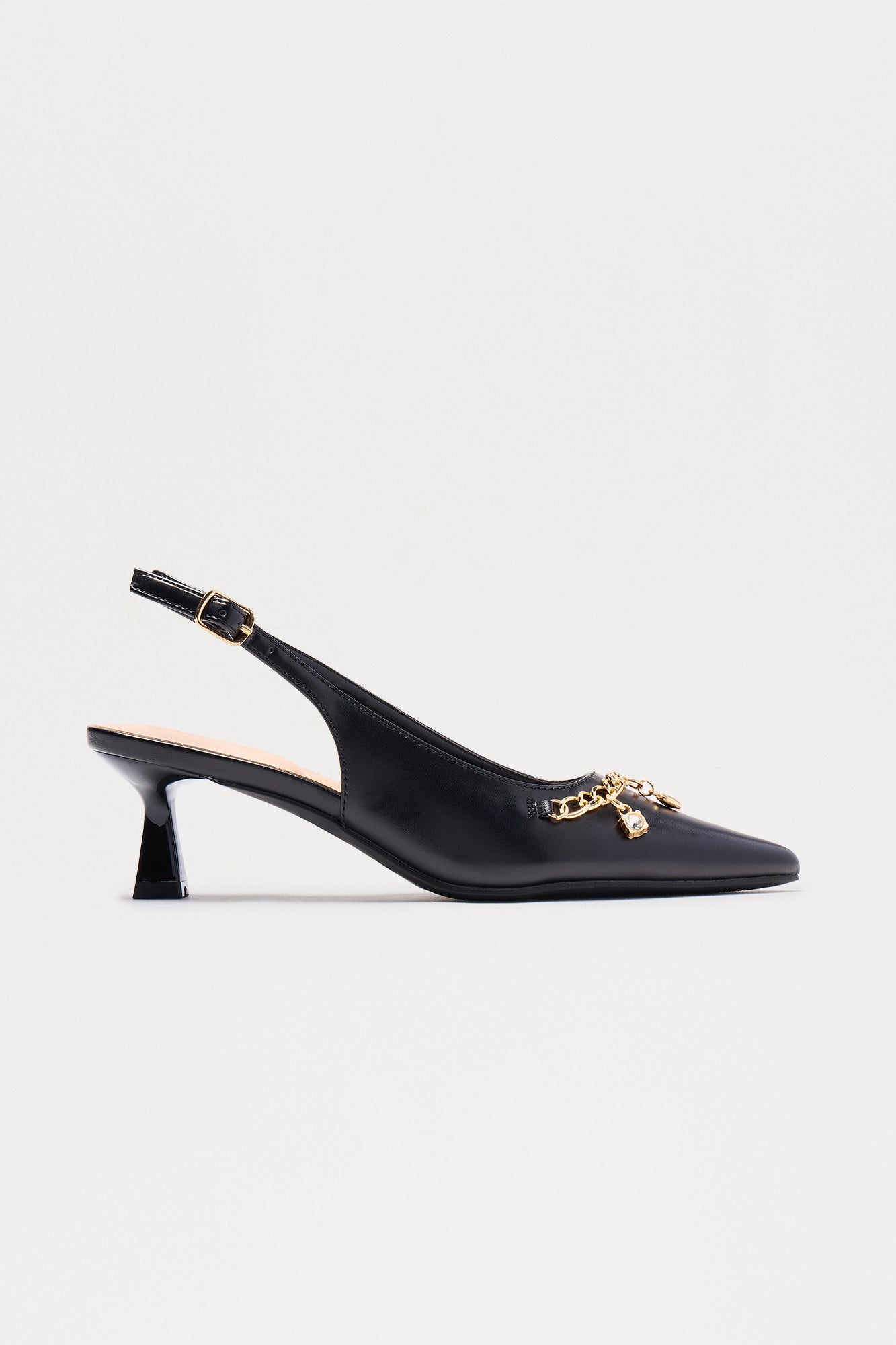 Saffie Charm Kitten Heel Pumps - Black