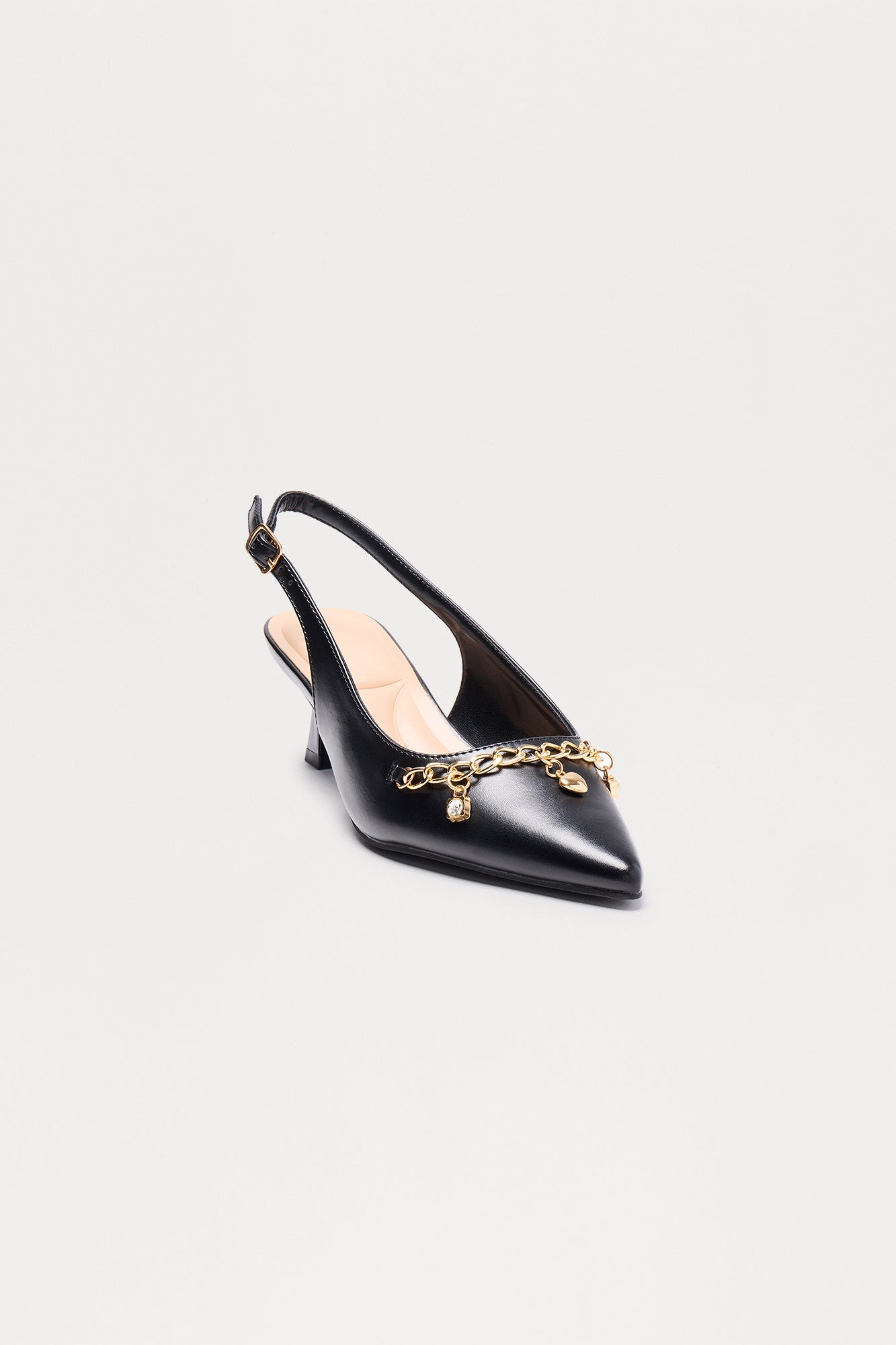 Saffie Charm Kitten Heel Pumps - Black