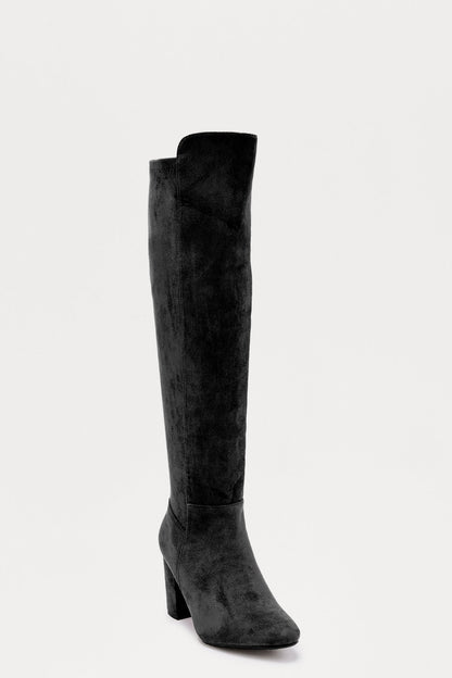 Bridge Faux Suede Boots - Black