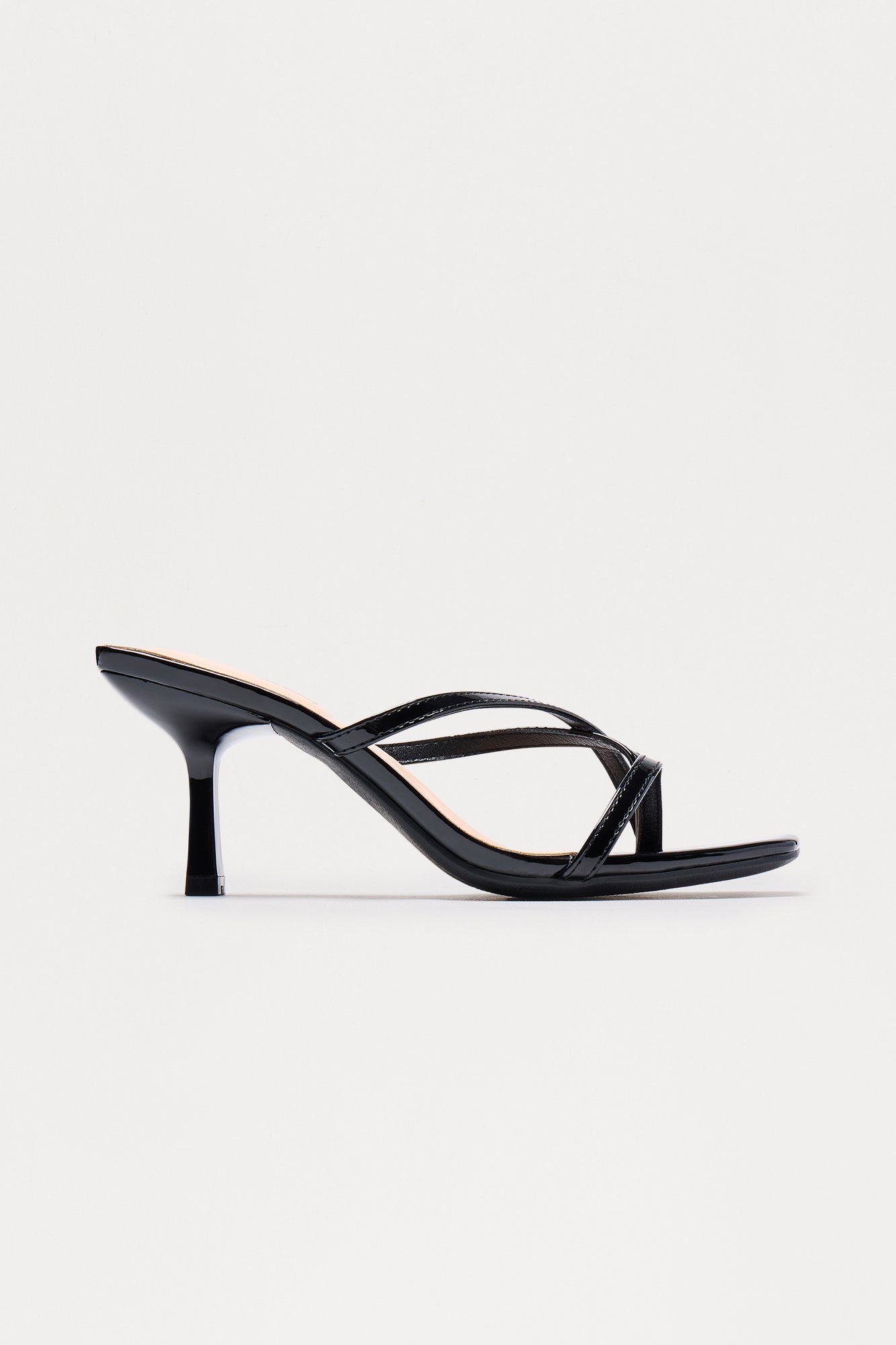 Torin Faux Patent Thong Mules - Black