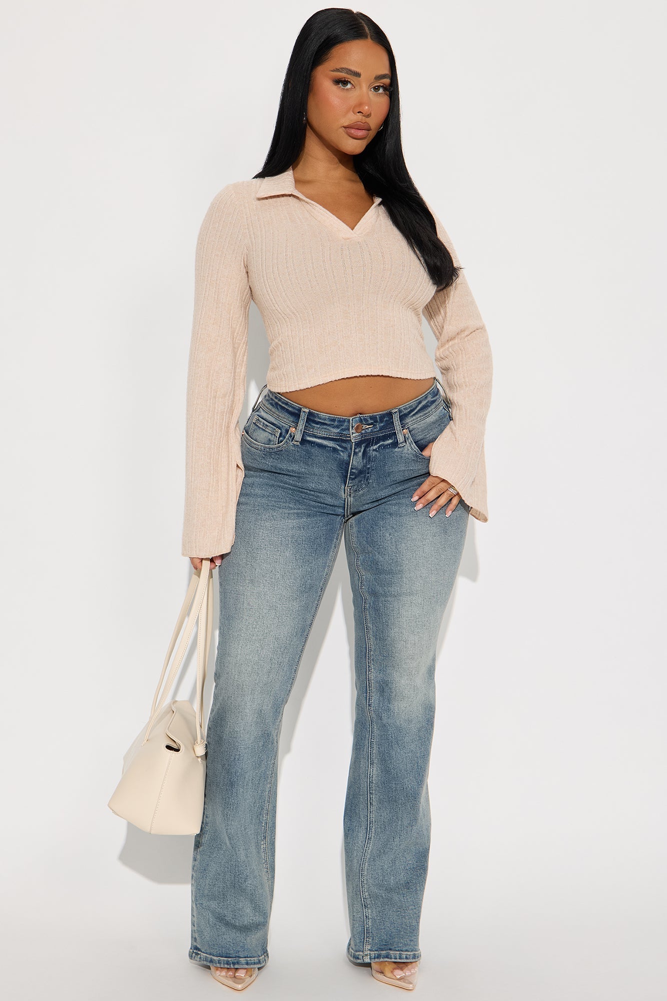 Monday Reports Long Sleeve Polo Top - Sand