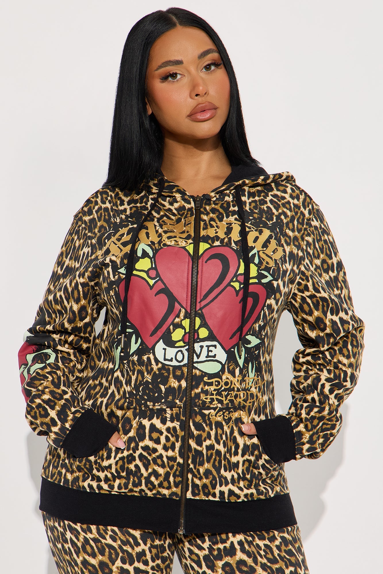 Ed Hardy Leopard Love Zip Up Hoodie - Leopard