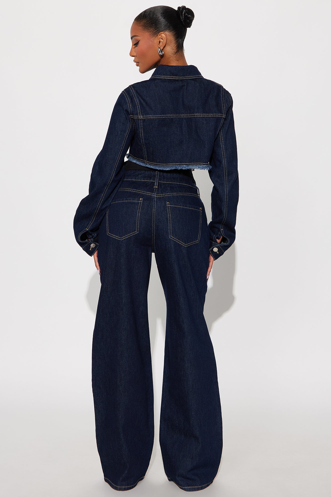 Nori Denim Washed Pant Set - Dark Denim