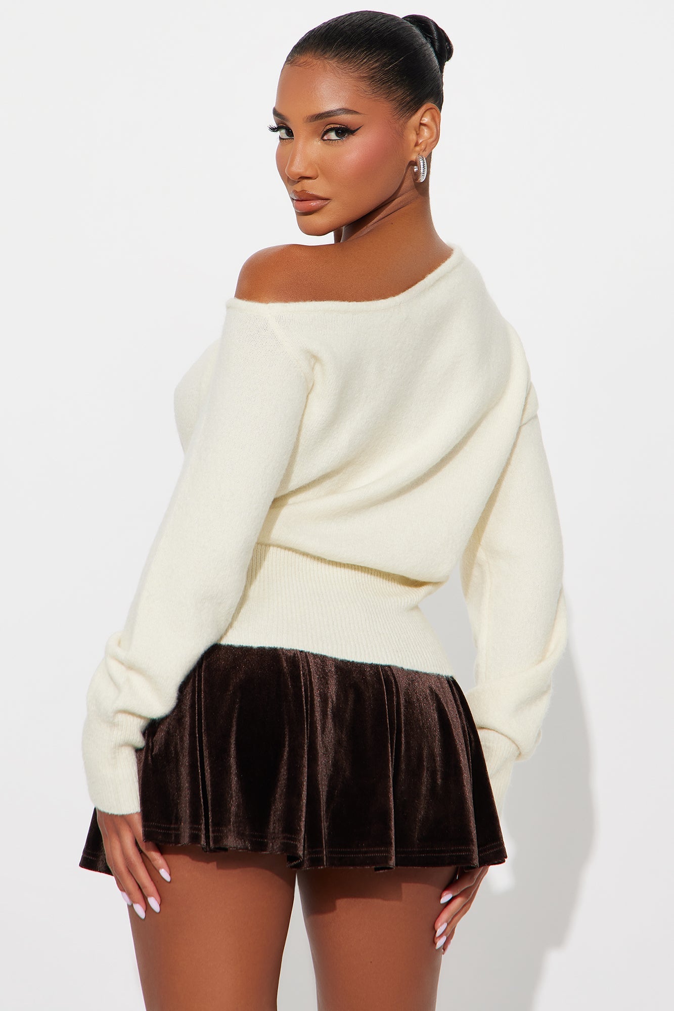 Just For Fun One Shoulder Sweater - Cream