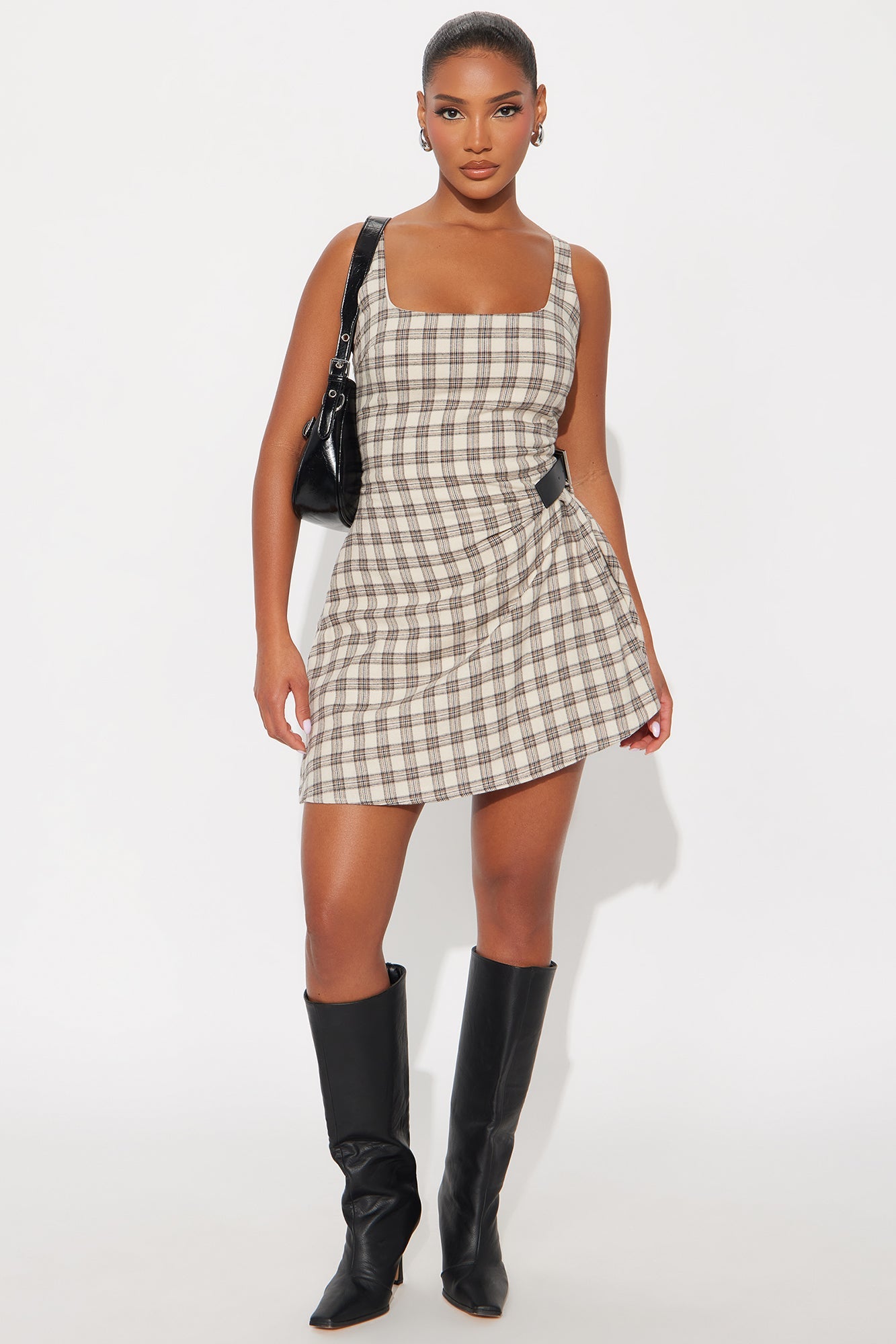 Ashwood Plaid Mini Dress - Cream