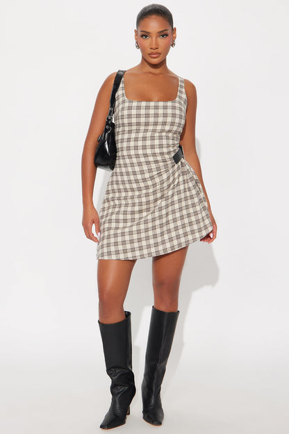 Ashwood Plaid Mini Dress - Cream