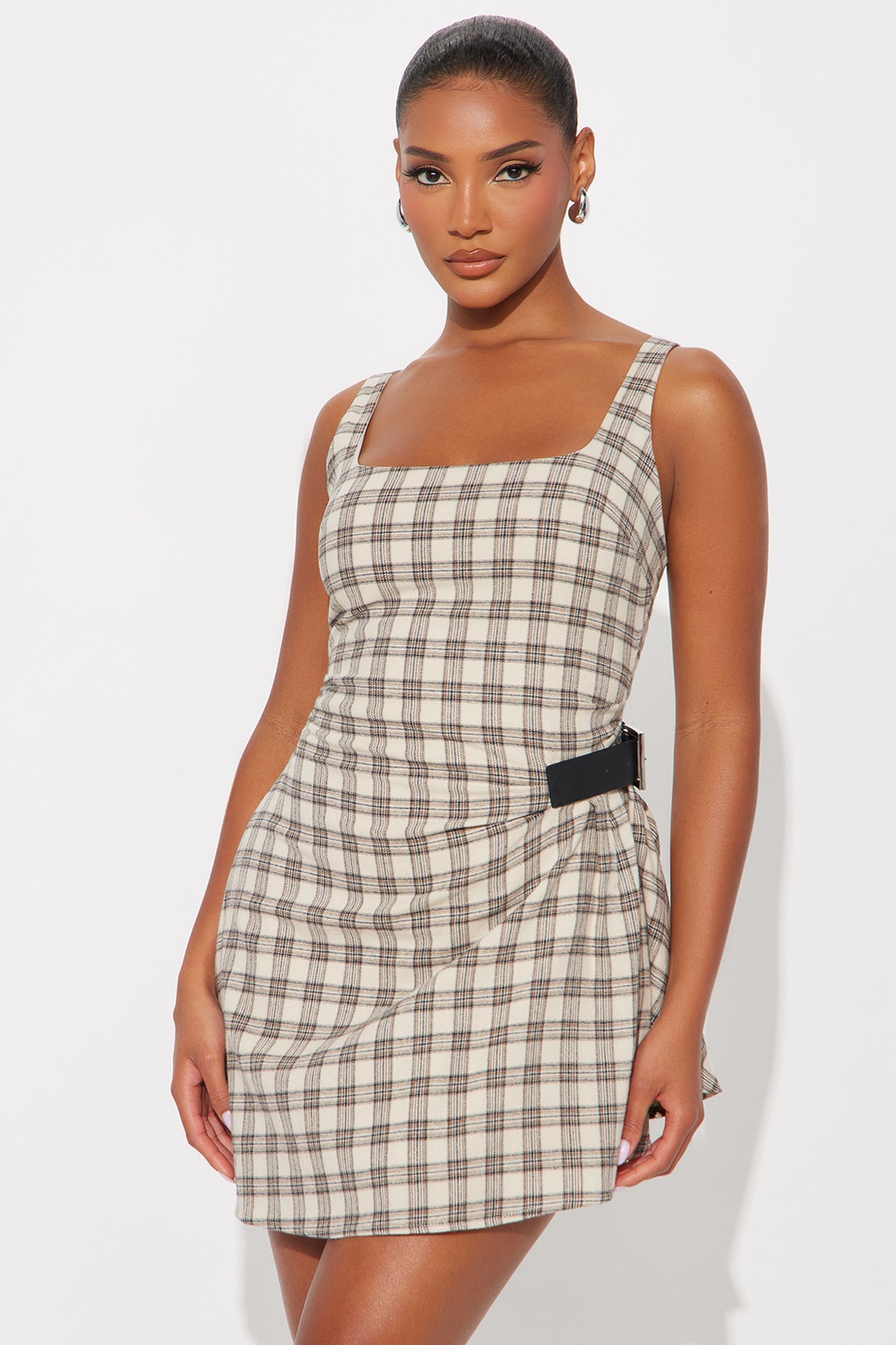 Ashwood Plaid Mini Dress - Cream