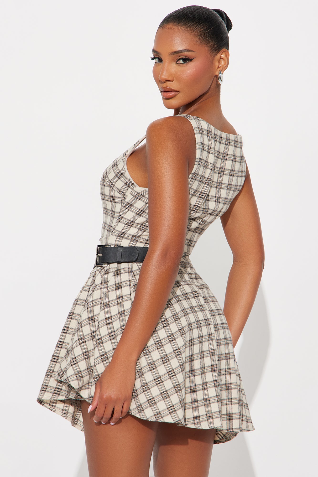Ashwood Plaid Mini Dress - Cream