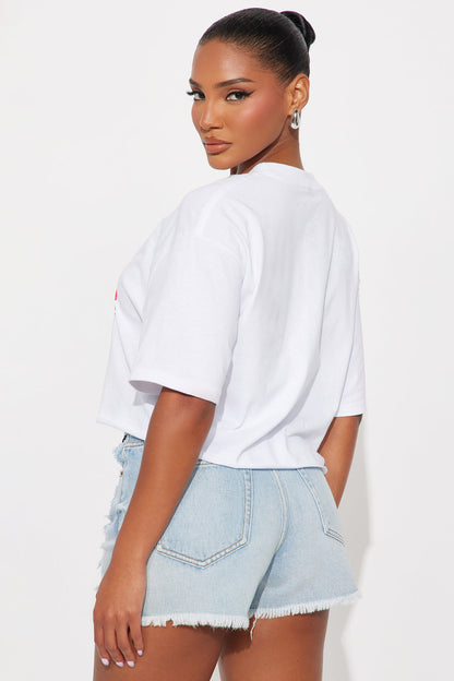 Watermelon Slices Cropped Tee - White