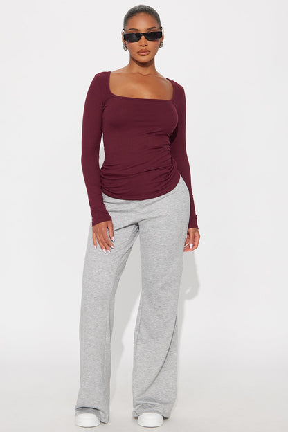 Issa Ribbed Top - Burgundy