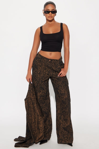 Bite Back Cargo Straight Leg Jeans - Brown/combo