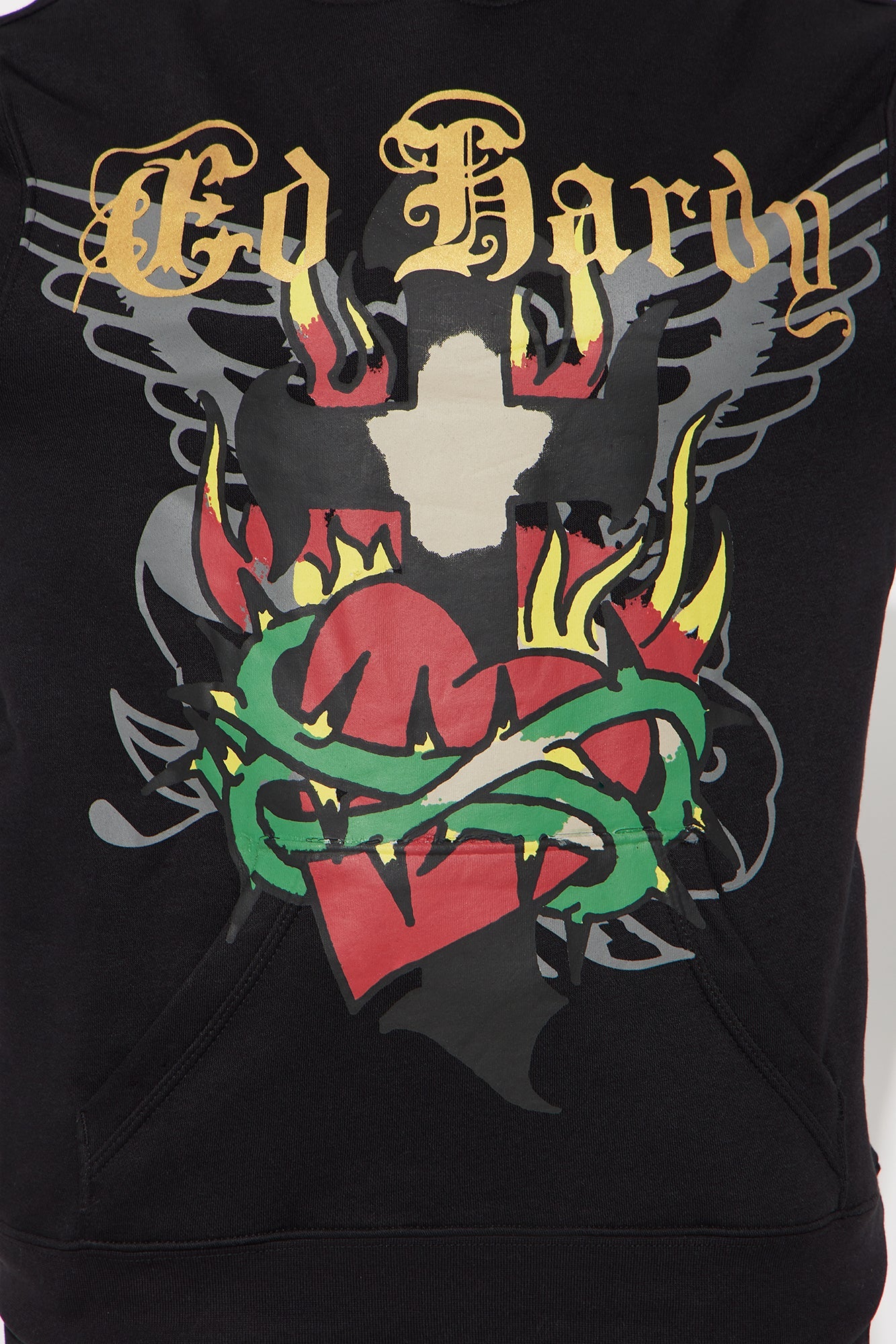 Ed Hardy Sacred Heart Oversized Hoodie - Black