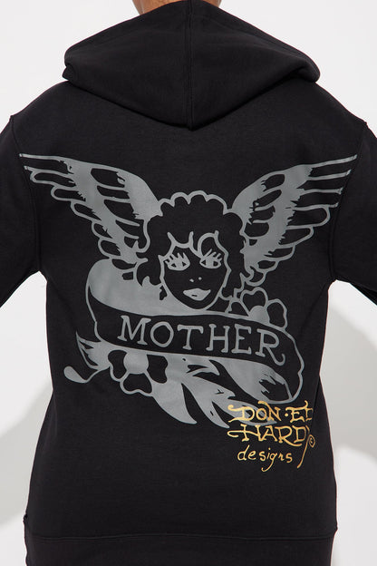 Ed Hardy Sacred Heart Oversized Hoodie - Black