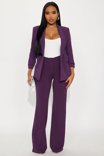 Heidi Wide Leg Trouser Pant - Plum