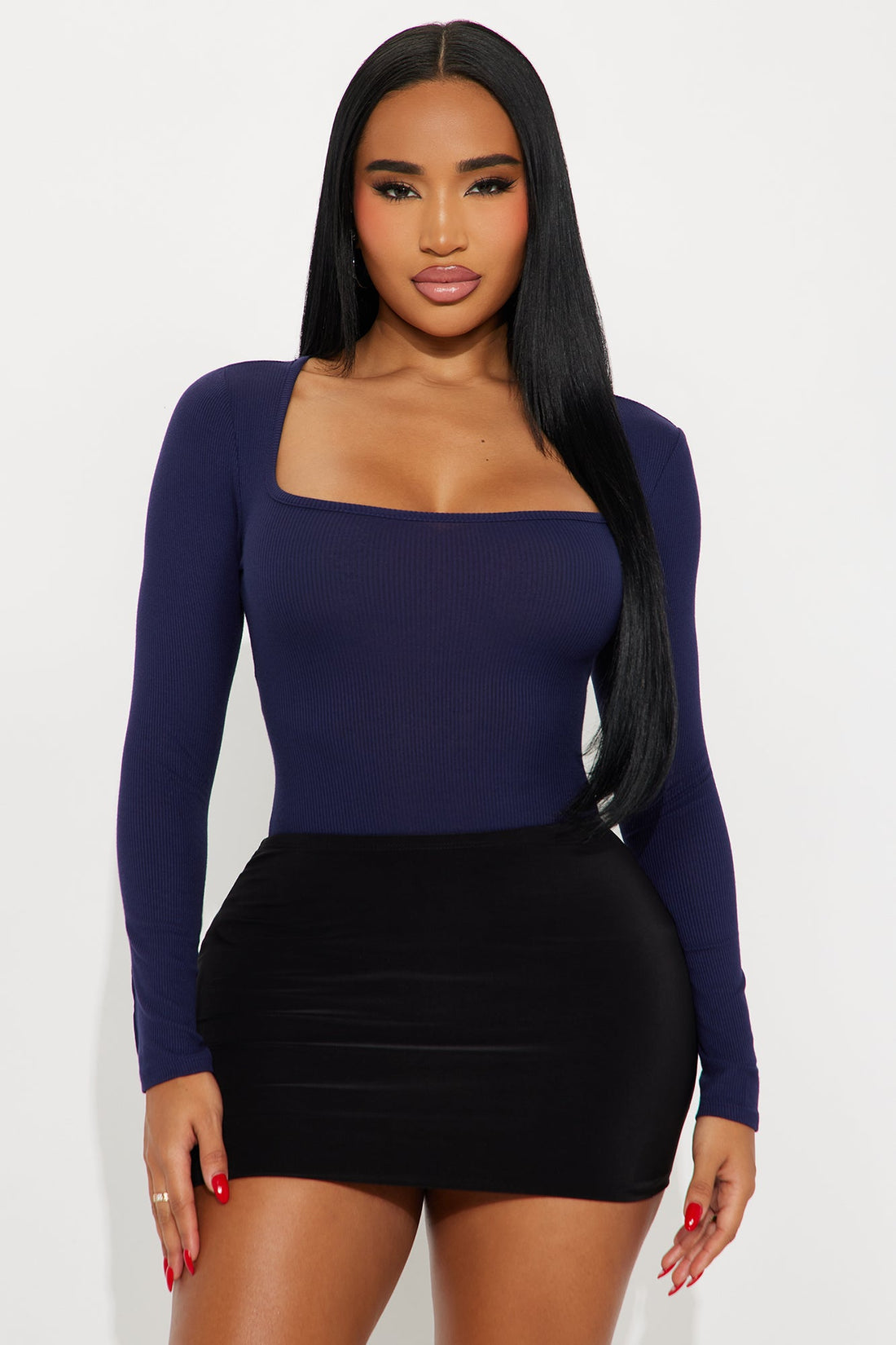 Issa Ribbed Top - Navy