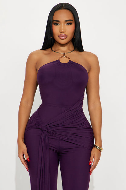 Fernanda Halter Wide Leg Jumpsuit - Plum