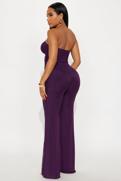 Fernanda Halter Wide Leg Jumpsuit - Plum