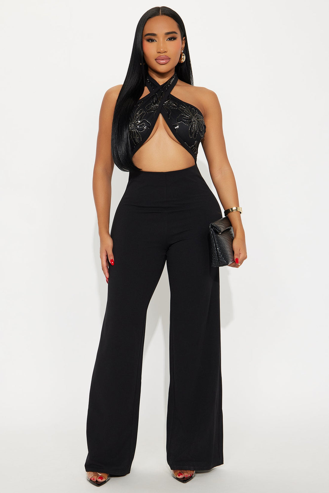 Shadow &amp; Spark Embroidered Jumpsuit - Black