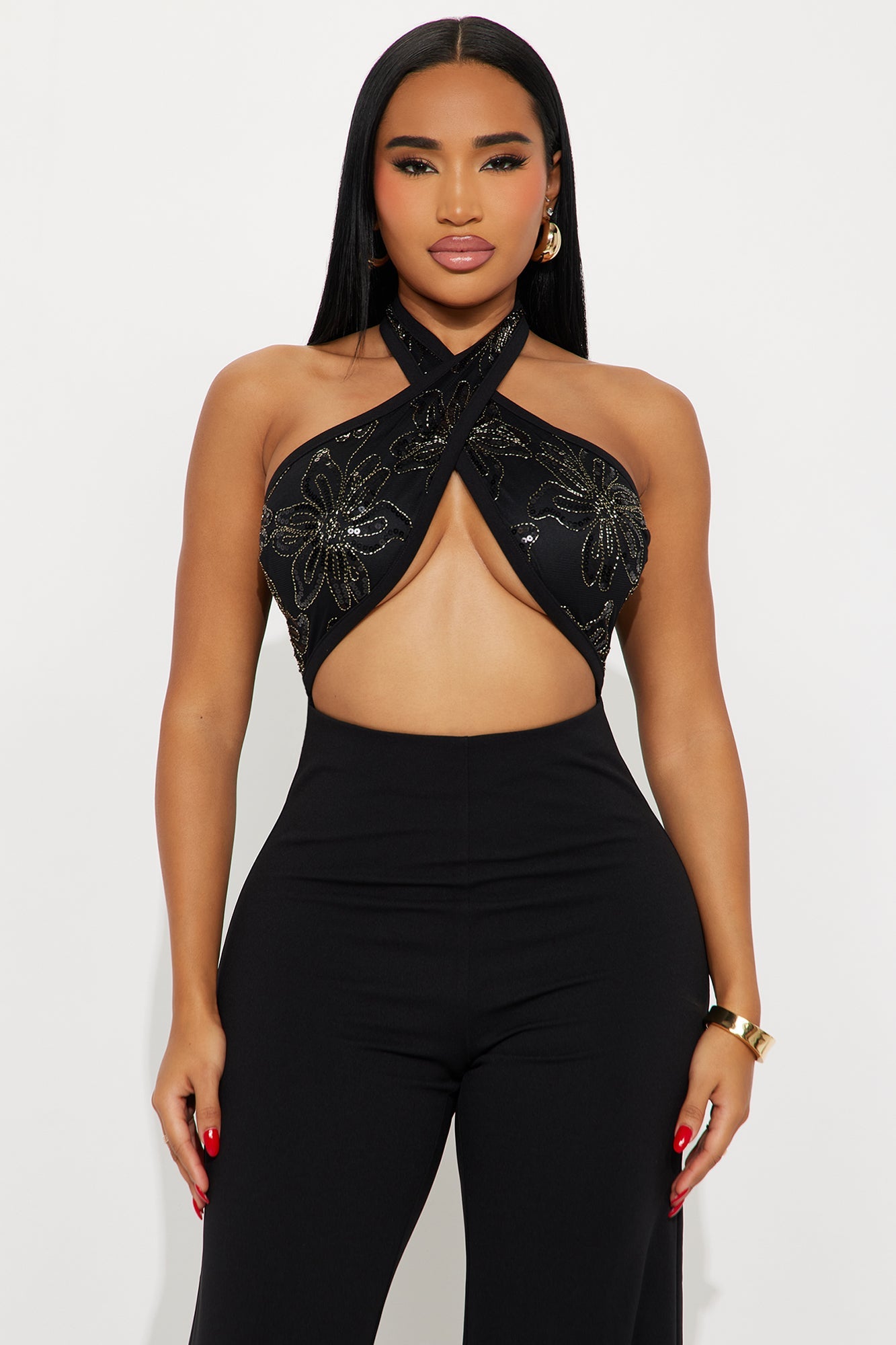 Shadow &amp; Spark Embroidered Jumpsuit - Black