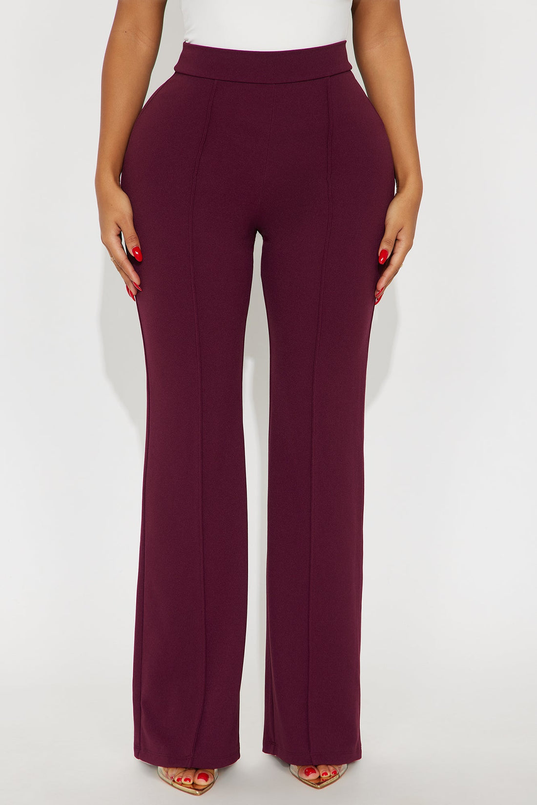 Victoria High Waisted Dress Pants - Burgundy