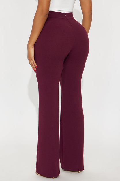 Victoria High Waisted Dress Pants - Burgundy