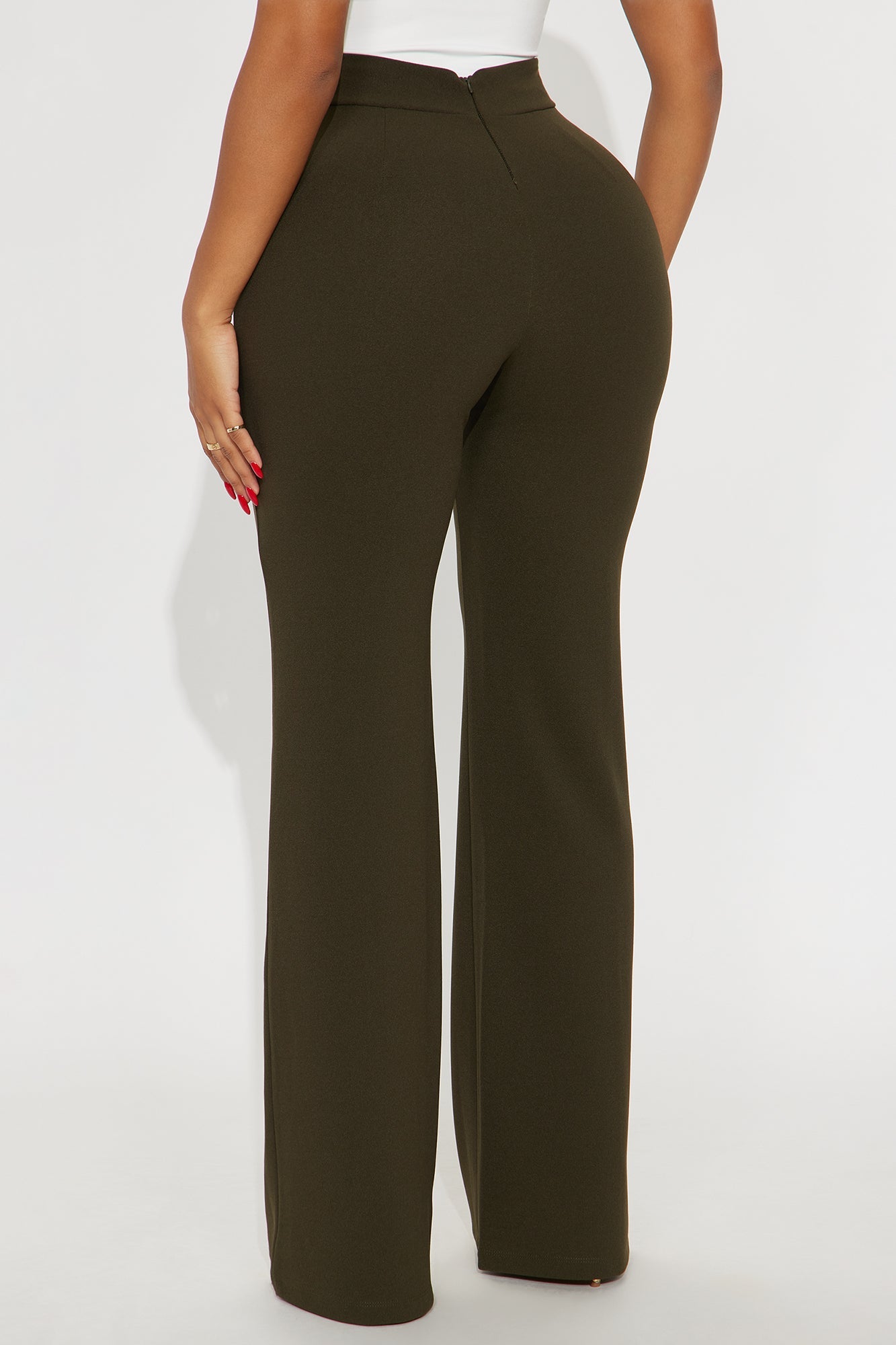 Victoria High Waisted Dress Pants - Olive 1