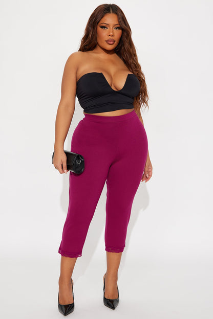 Swept Away Lace Trim Capri Legging - Raspberry