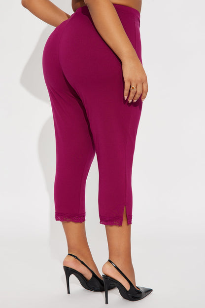 Swept Away Lace Trim Capri Legging - Raspberry