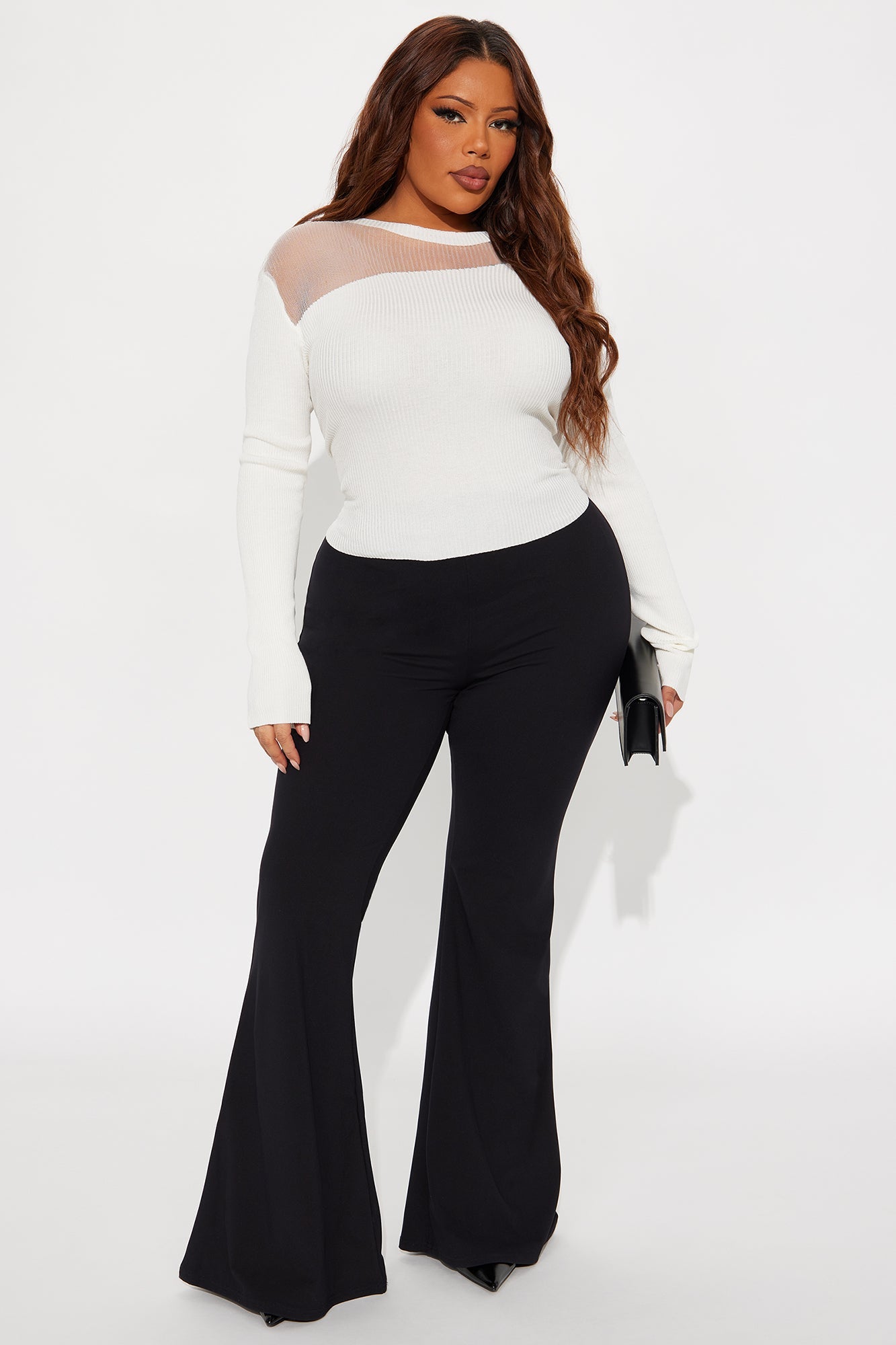 Trophy Girl Sheer Sweater Top - White