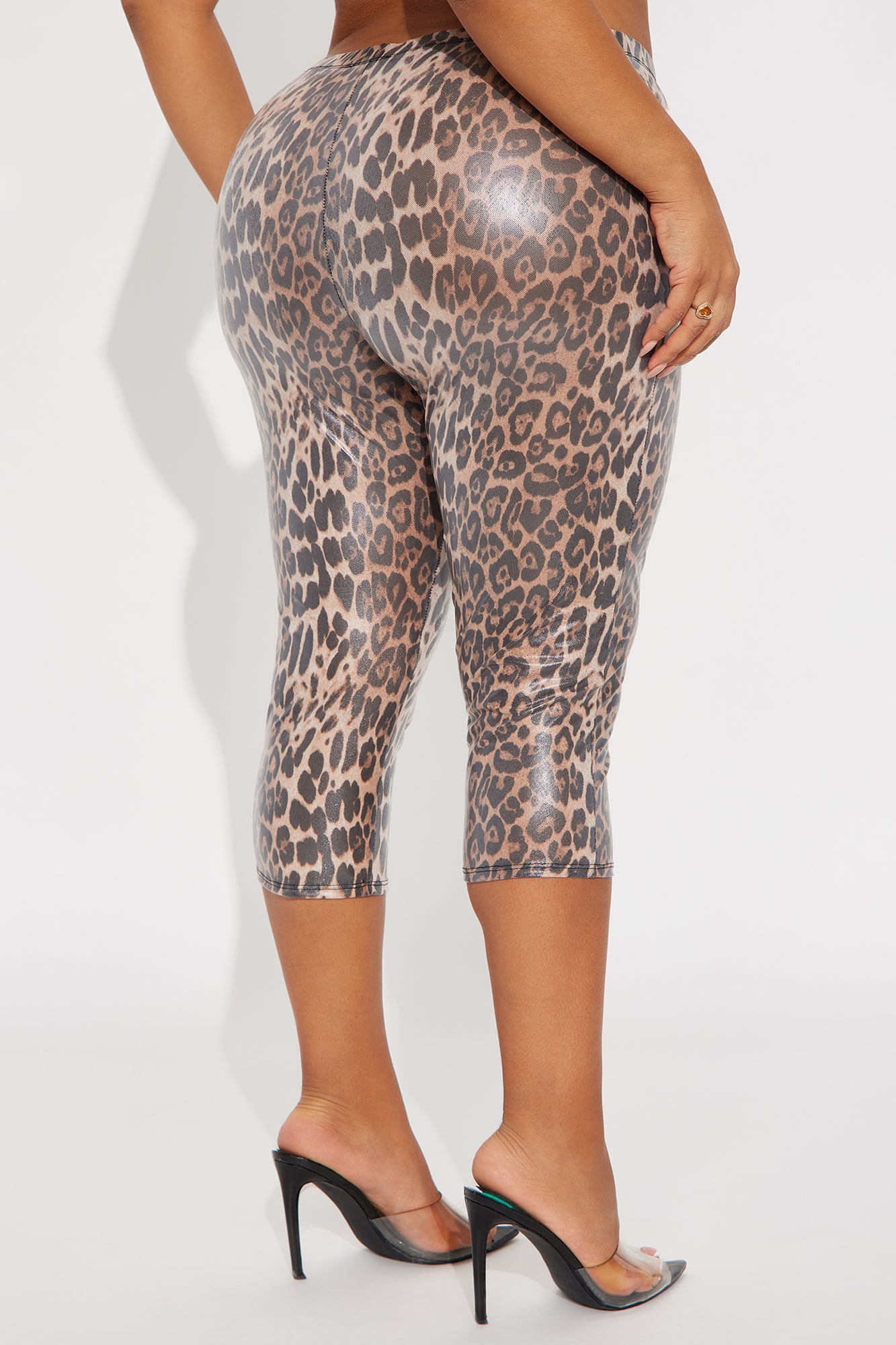 Catch An Attitude Coated Leopard Capri Legging - Leopard